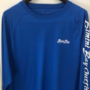 SHARK GRAPHIC L/S BLUE BOHO SURF FISHING SHIRT BY BIMINI BAY OUTFITTERS- MEN'S L